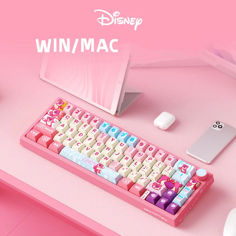 

Kawaii Anime Disney Lots-O'-Huggin' Bear Colorblocking Mechanical Keyboard Cute Cartoon Lotso Office Gaming Keyboard Gifts