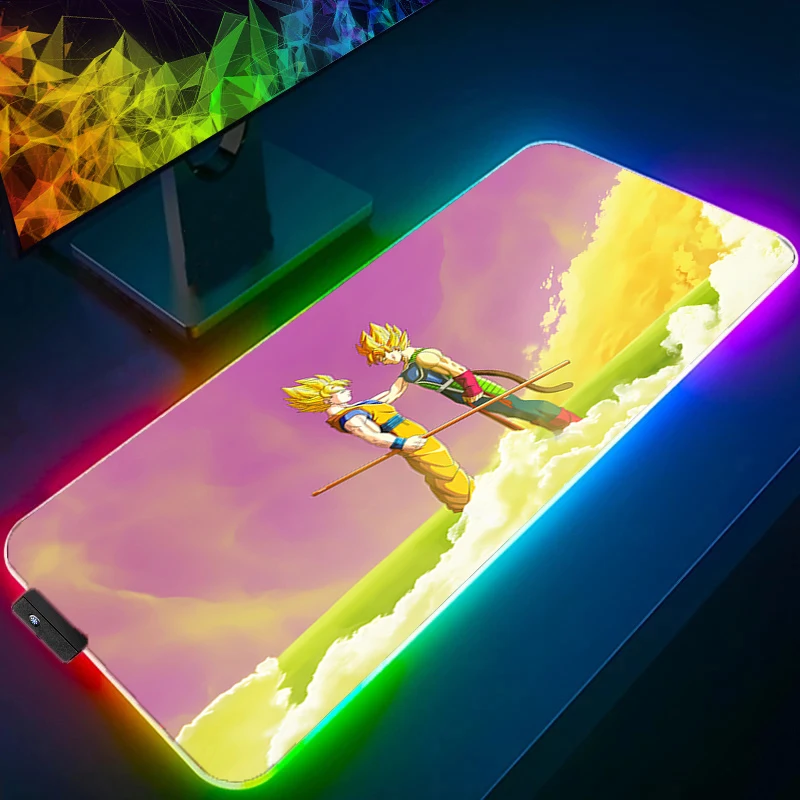 

RGB Mouse pad dragon ball Professional E-sports gamers speed pc Gaming Rubber keyboard Backlight LED desk mat Anime XL mousepad