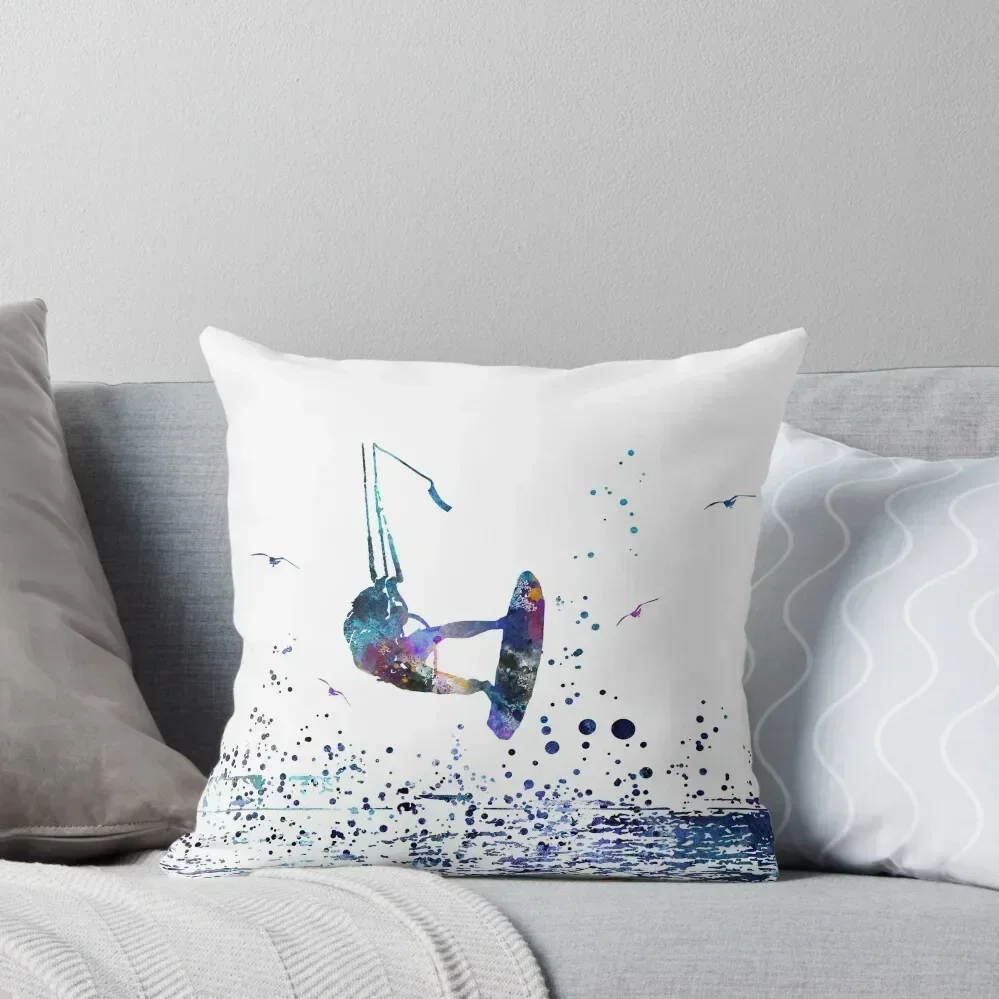 Kitesurfing, watercolor kiteboarding Throw Pillow Pillowcases Cushion Covers Sofa Marble Cushion Cover pillow