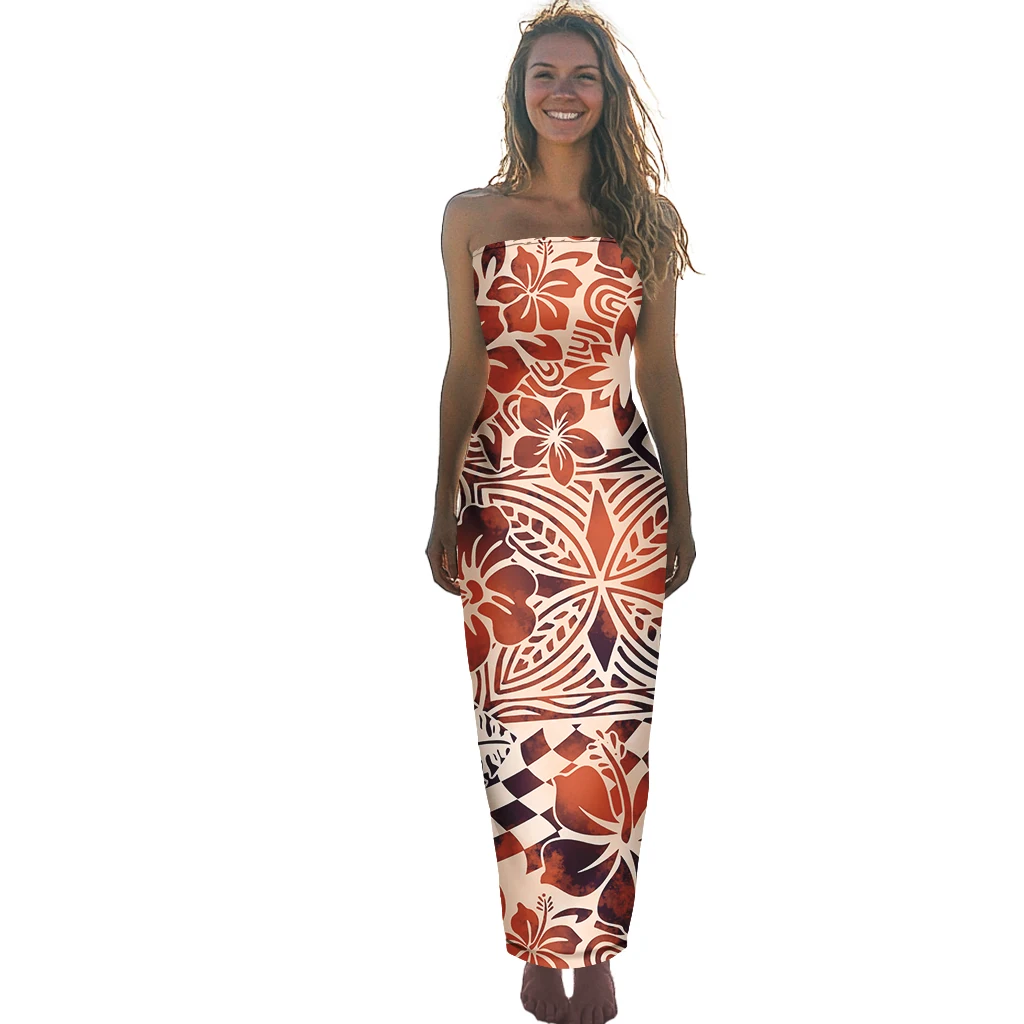 Klasyczny wzór hibiskusa, niestandardowy wzór, polinezyjskie, seksowne koszulki damskie, spódnice, eleganckie hawajskie sukienki tubowe, tribalne sukienki samońskie.