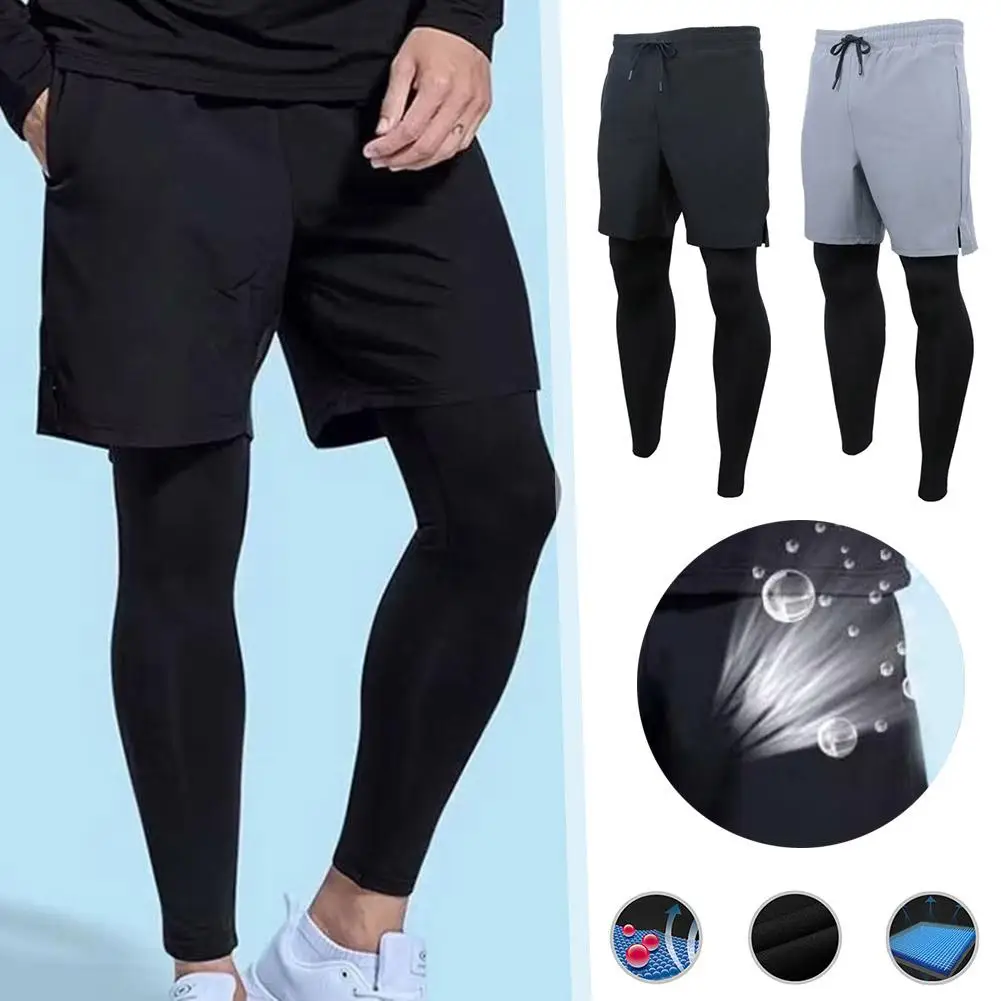 2 In 1 Double Layer Pant High Elastic Quick-drying Gym Running Jogging Comfortable Basketball Sportswear Pants Breathable H5M9