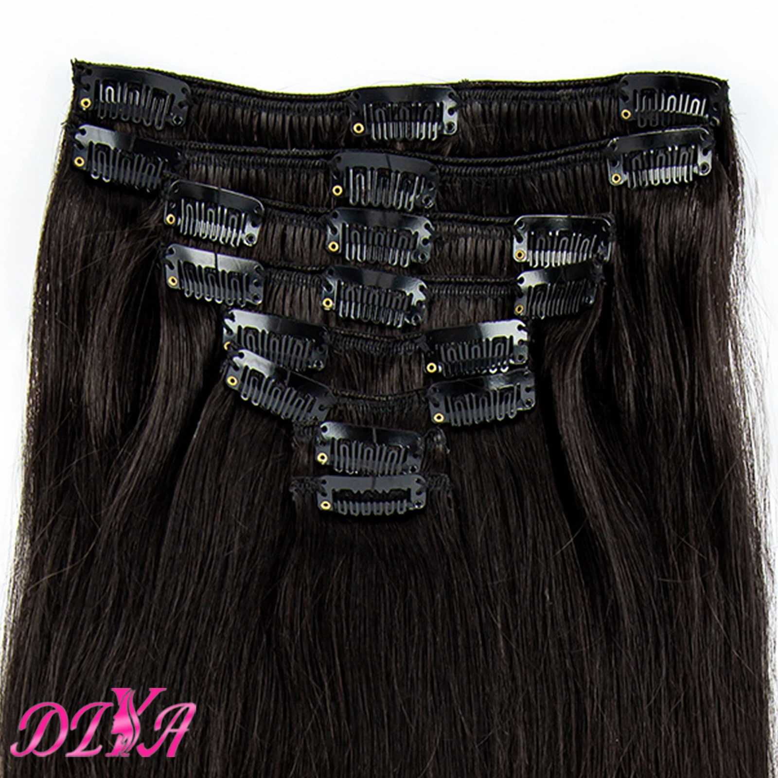 Doczepiane ludzkie włosy Clip In 120G Natural Color Hair Extension Ludzkie włosy 8 szt. Włosy Remy Proste Prawdziwe włosy Clip in