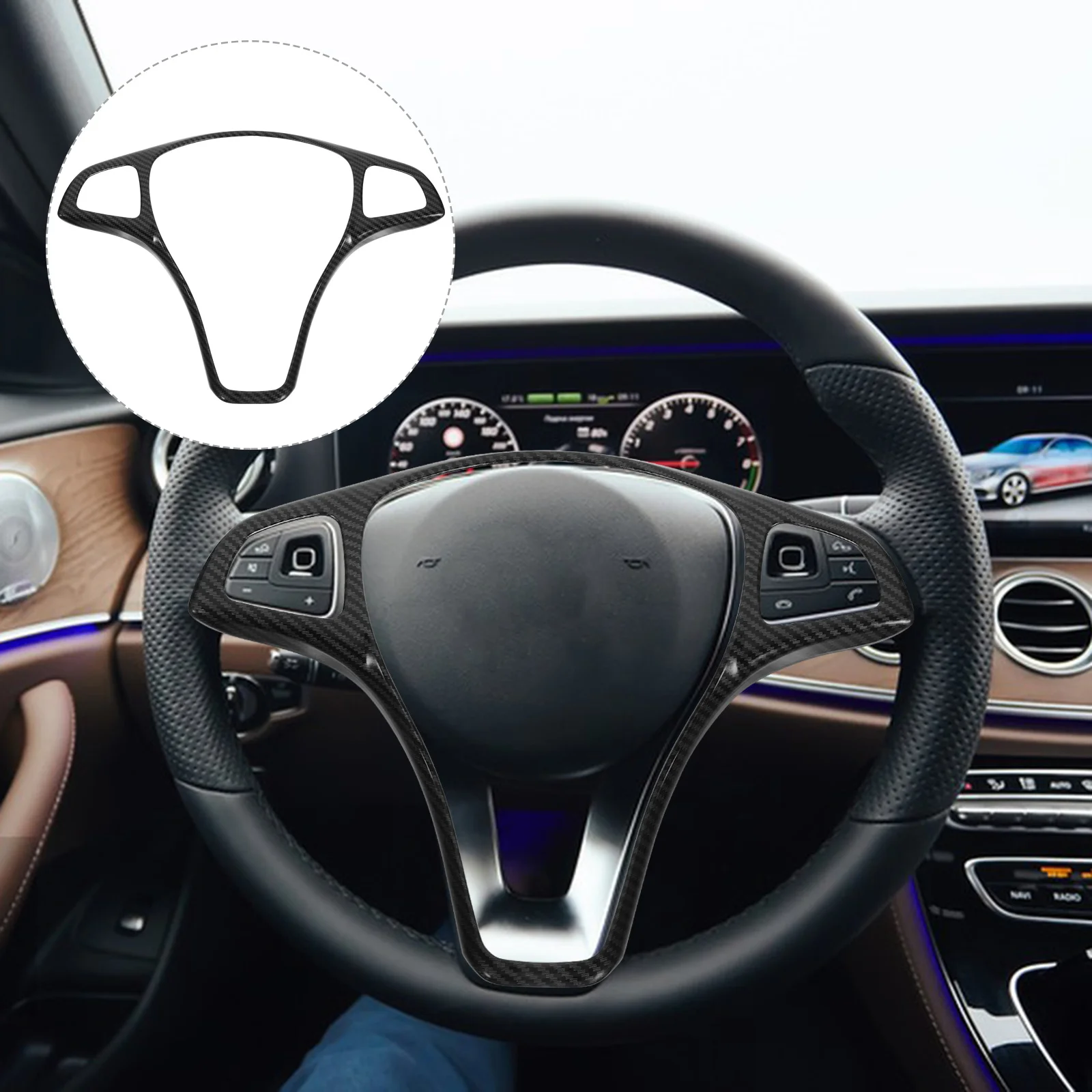 Elegante volante do carro guarnição quadro decoração fácil instalar confiável desempenho de longa duração acessório decoração do volante do carro