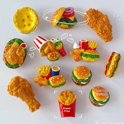 Creative 3D Hamburger Fridge Magnet Fried Chicken Sandwich Chips Fast Food Models Popular Delicacies Refrigerator Decorations