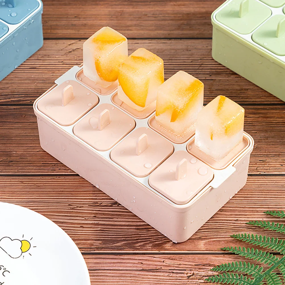 

DIY Popsicle Mold Square Ice Cream Making Pink Kitchen Tool Dual Layer Design Easy Release Summer Gift Ice Grid Mold