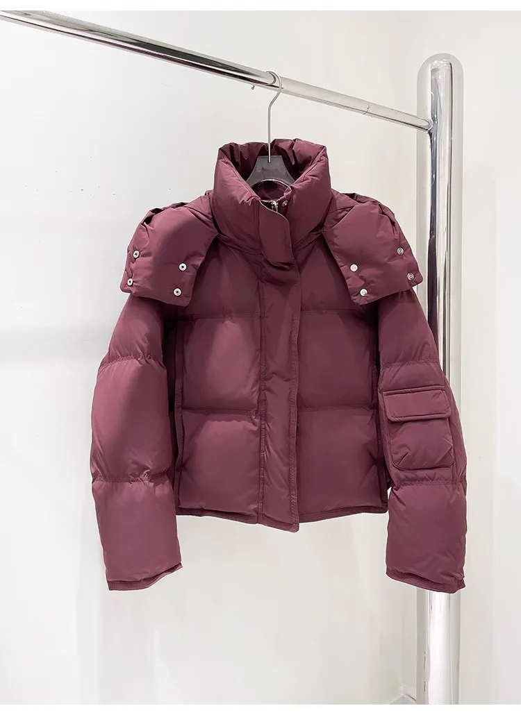 Down Jacket for Women Winter White Duck Hooded Warm Down Coats Casual Loose Short Thick New Fashion