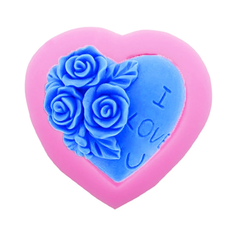 Valentine Kiss Lips Rose Flower Heart Fondant Candy Mold Sugar Cake Decoration Drop shipping