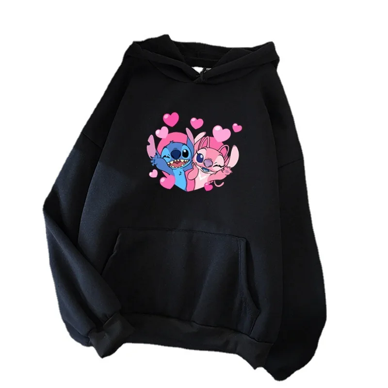 Pink Balloon Stitch Winter Loose Men and Women Couples Students Fashion Hooded Long-sleeved Hooded Sweater