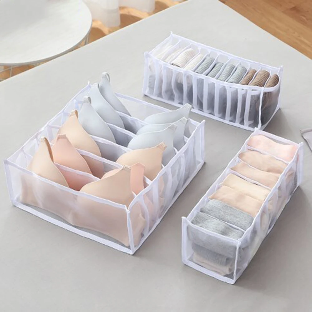 

6/7/11 Foldable Underwear Underwear Socks Organizer With Dividers Clothes Storage Box Breathable Mesh Bag For Wardrobe