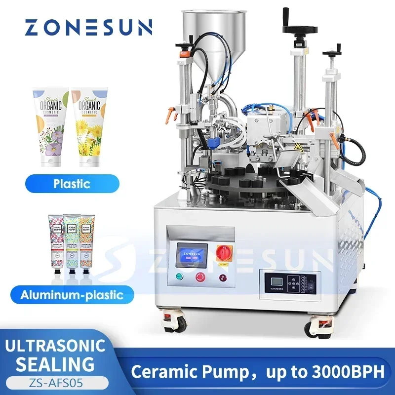 ZONESUN ZS-AFS05 Tube Filling and Sealing Machine Toothpaste Plastic Tube Packaging Cosmetic Tube Filler Ultrasonic Sealer