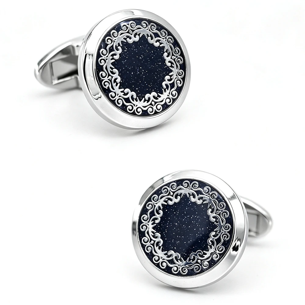 iGame Men's Cufflinks Designer Cuff Links Midnight Blue Star Design Wedding Gift