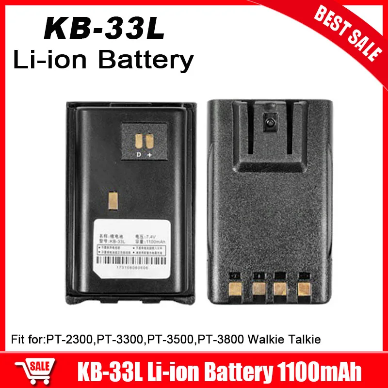 KB-33L Li-ion Battery For Walkie Talkie PT-2300 PT-3300 PT-3500 PT-3800 Two Way Radios 1100mAh Extra Replacement Battery