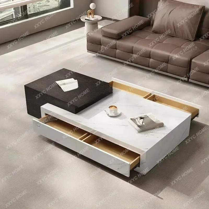 XX minimalist rectangular rock slab coffee table light luxury modern simple living room household small apartment storag