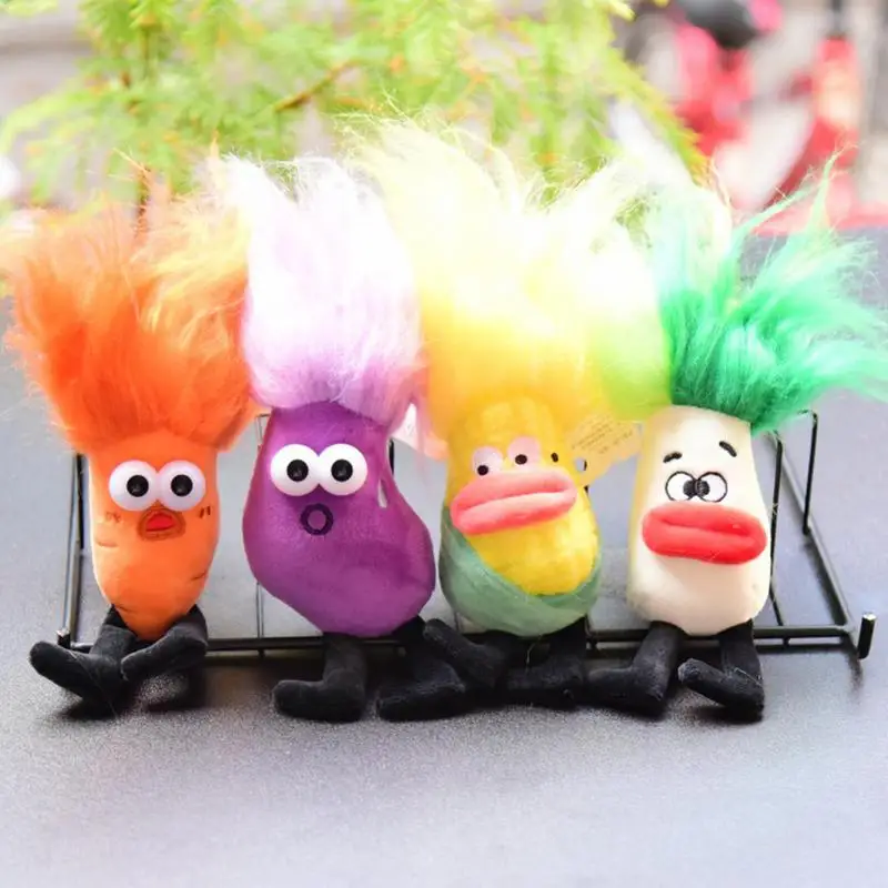 Cartoon Design Key Chain Cute Plush Vegetable Pendant Key Ring Children Toy Doll Gifts For Car Backpack Room Decorations