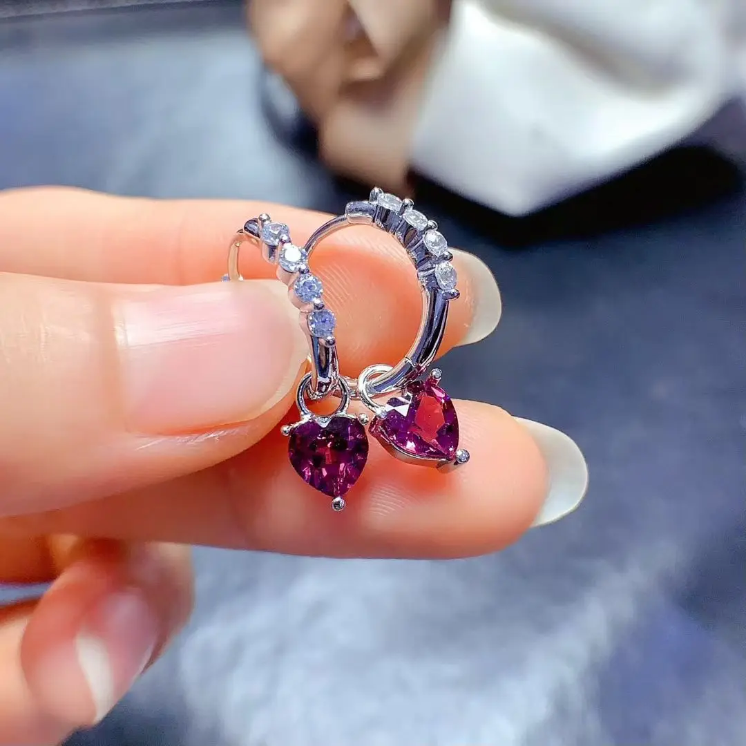 

Позолоченные серебряные серьги 18 карат, серьги-кольца с натуральным гранатом, серебро 925 пробы, ювелирные изделия с драгоценными камнями, подарок на день рождения для женщин