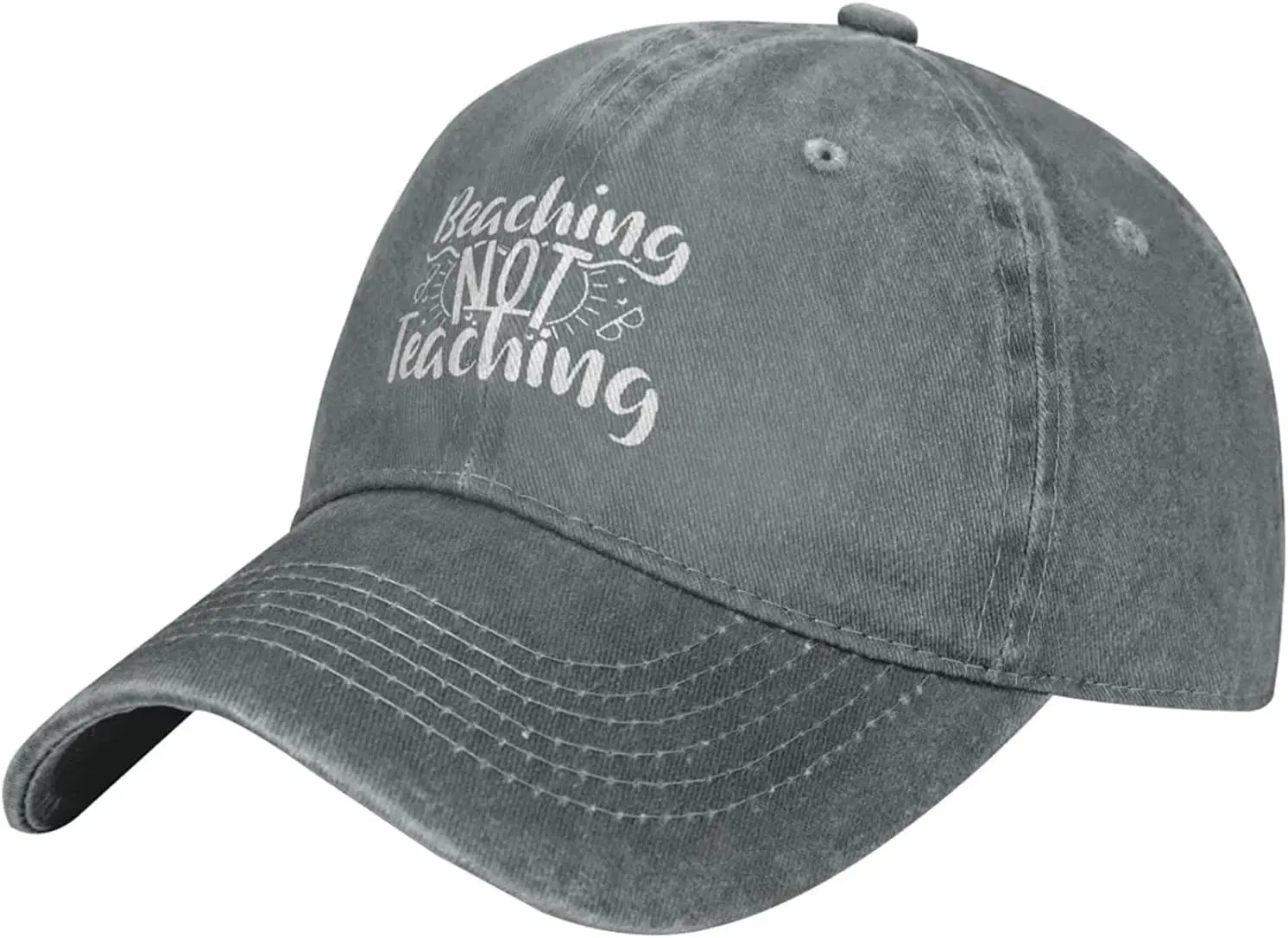 Beaching Not Teaching Hat Funny Gifts for Men Women Adjustable Vintage Denim Dad Baseball Cap