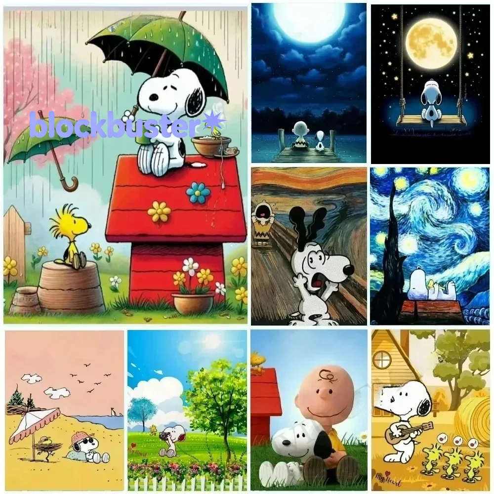 Frameless Nuevo Y Adorable Kit De Diamantes DIY De Snoopy En Columpio,Regalo Para Niños