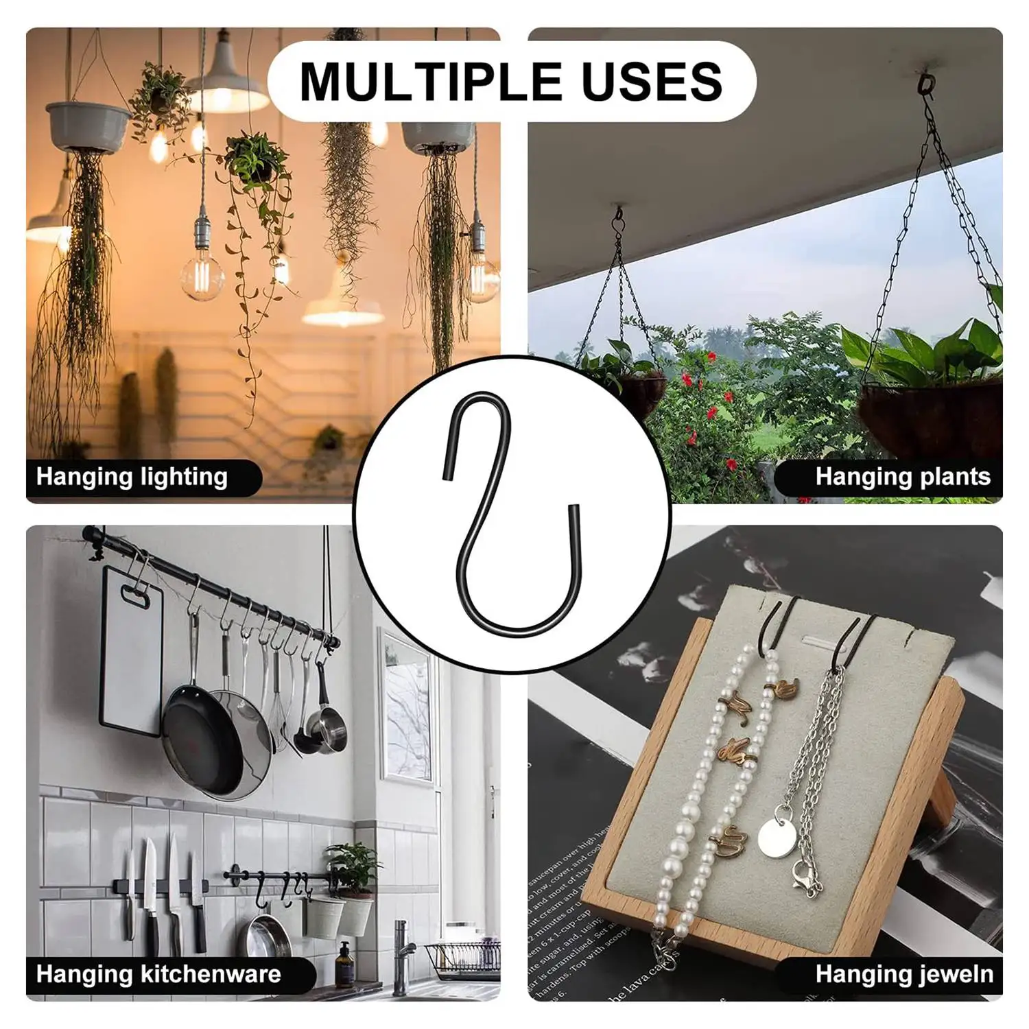 120 peças mini gancho em forma de s de 1 polegada, gancho em forma de s, gancho pequeno em forma de s, mini gancho decorativo de metal, para artesanato (preto) hy