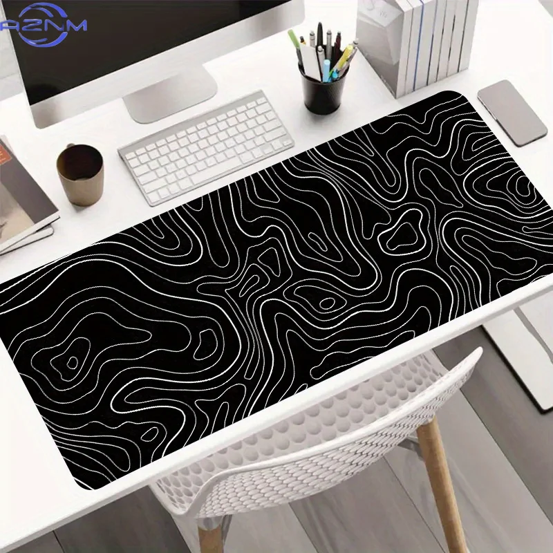 Modern Abstract Contour Line Large Desk Mat, Anti-slip Rubber Mousepad for Gaming Room Office PC Keyboard Workstation Decor