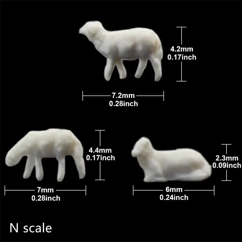 10pcs Model  White Sheep Animal Toy Diorama Landscape Ho N Scale Train Building Painting Railway Color Farm Animal