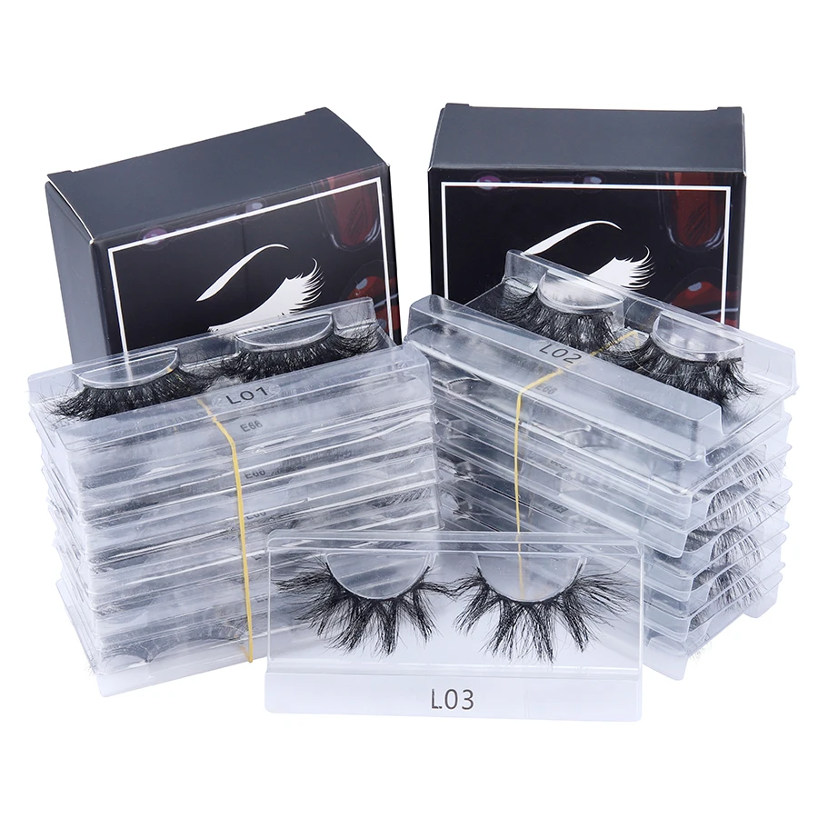 

Real 3D Mink Eyelashes Wholesale 25MM Fluffy Mink Lashes Messy Wispy Natural Eyelashes Hamdmade Makeup False Lashes in bulk L01