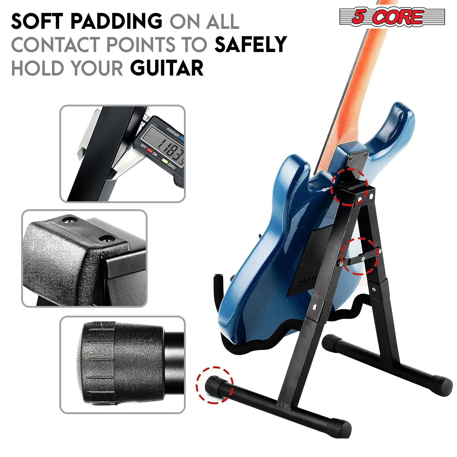 Guitar Stand A Frame Shape w Soft Foam Arm Non Slip Rubber for Acoustic Electric Bass Ukulele