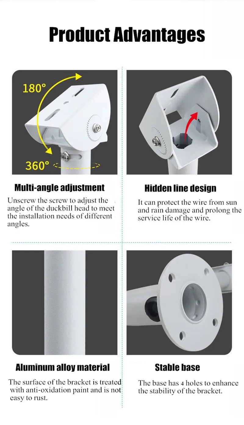 L-shaped Monitoring Wall Bracket Outdoor Pole Lengthened Aluminum Alloy Duckbill Thickened Elbow CCTV Camera Wall Mount Bracket
