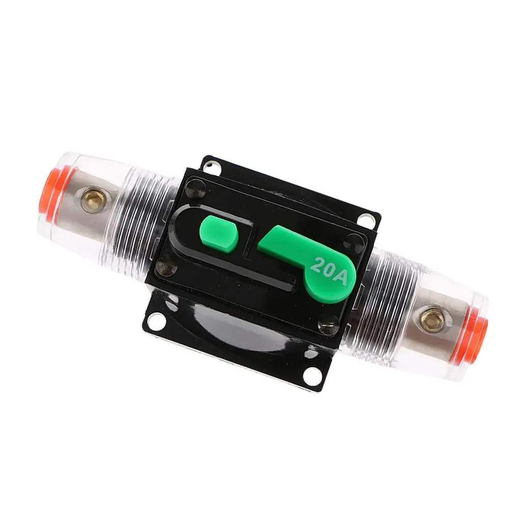 حامل قاطع دائرة 20 أمبير مقاوم للماء لنظام عاكس الصوت بمفتاح ستيريو للقوارب البحرية باللون الأخضر