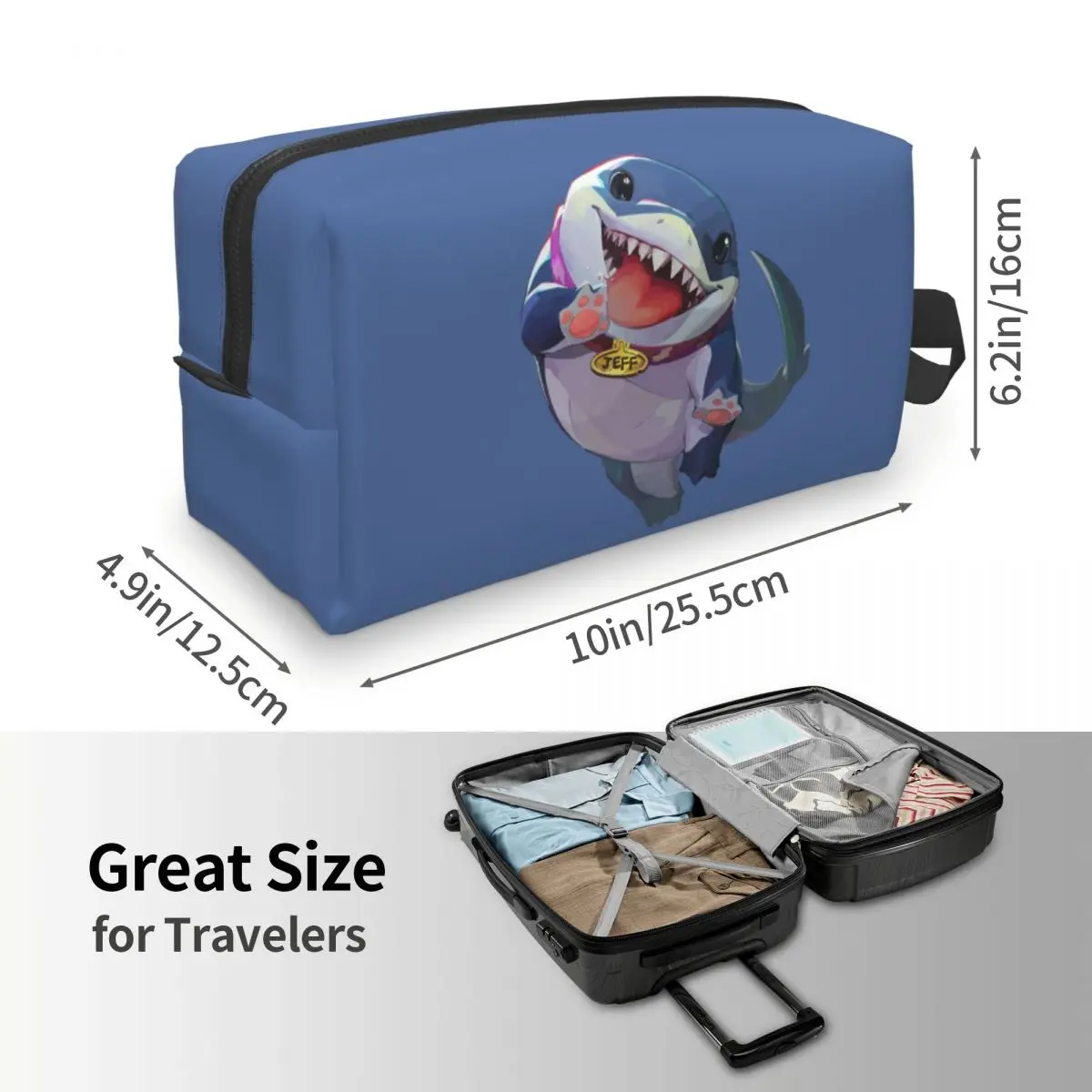 حقيبة مكياج جيف ذا لاند شارك، منظم مستحضرات التجميل، مجموعة أدوات التخزين، حقيبة مستحضرات التجميل للنساء، مقلمة للسفر