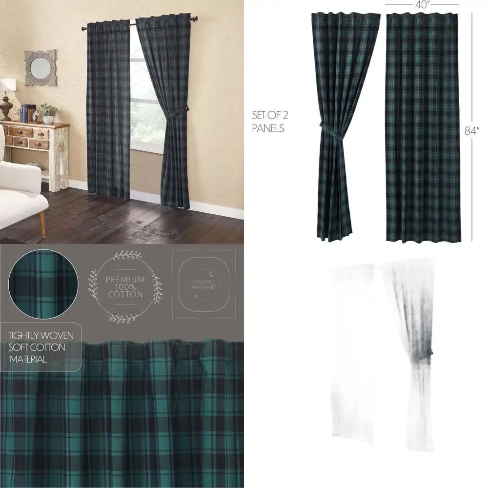 

Green Plaid Curtain Panels, 84 x 40, Pair