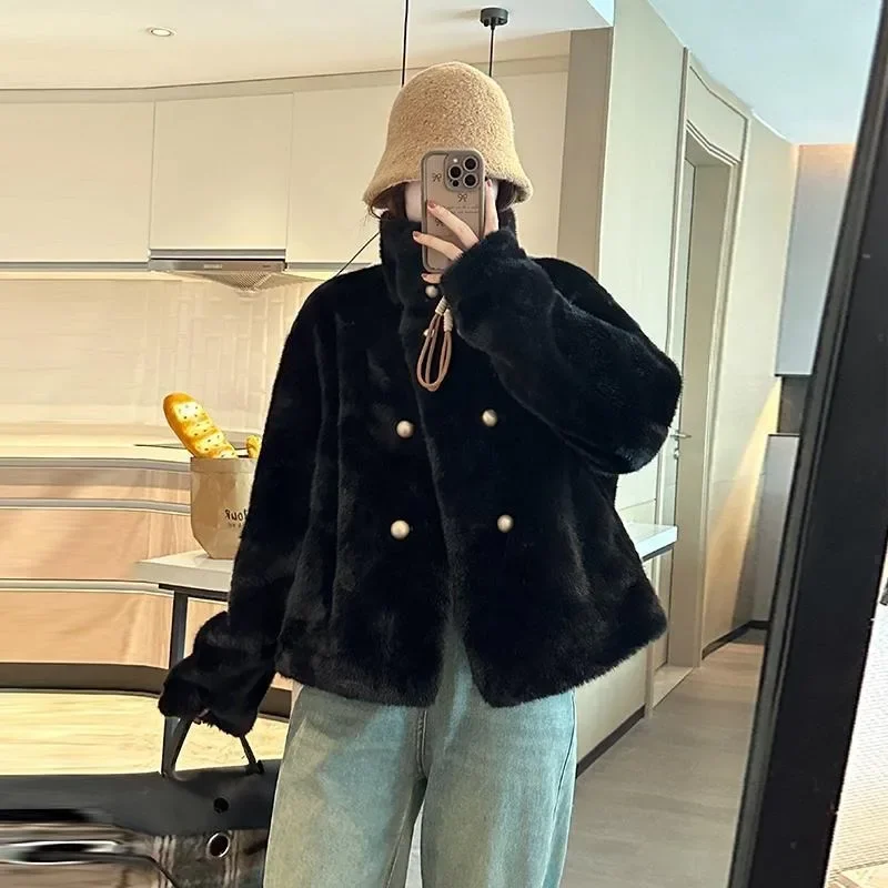 New Autumn andWinter Mink Fur Jacket Integrated Early Spring and Winter Thickened Environmentally Friendly Fur Fur Stand-up Coat
