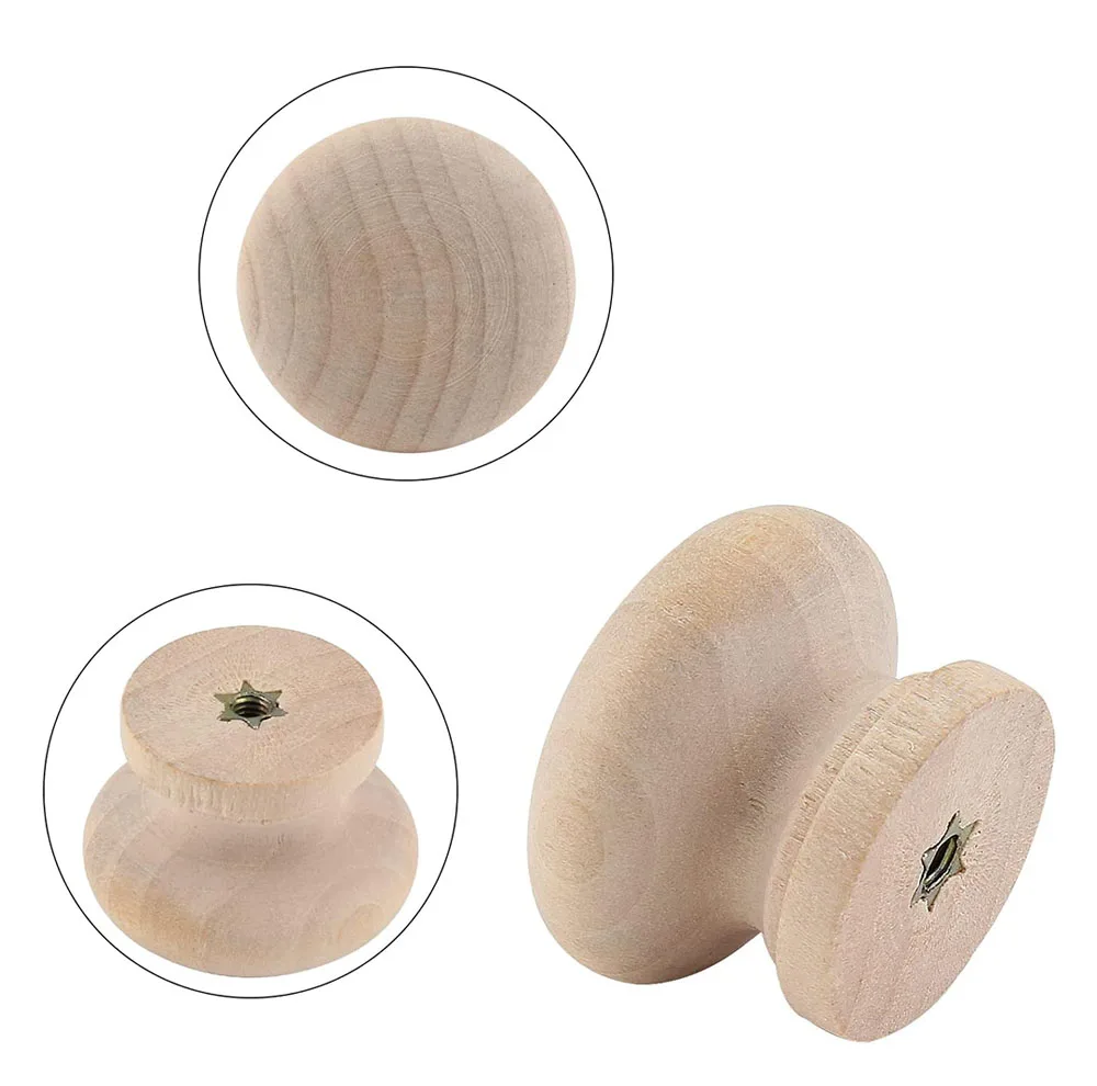 Round Wooden Cabinet Knobs 1-3/8\