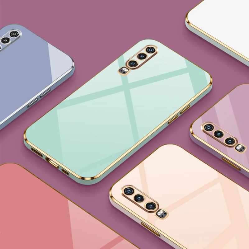 For Huawei P30 Case Luxury Square Plating ELE-L29, ELE-L09, ELE-L04 Phone Case ShockProof Silicone Back Cover Fundas