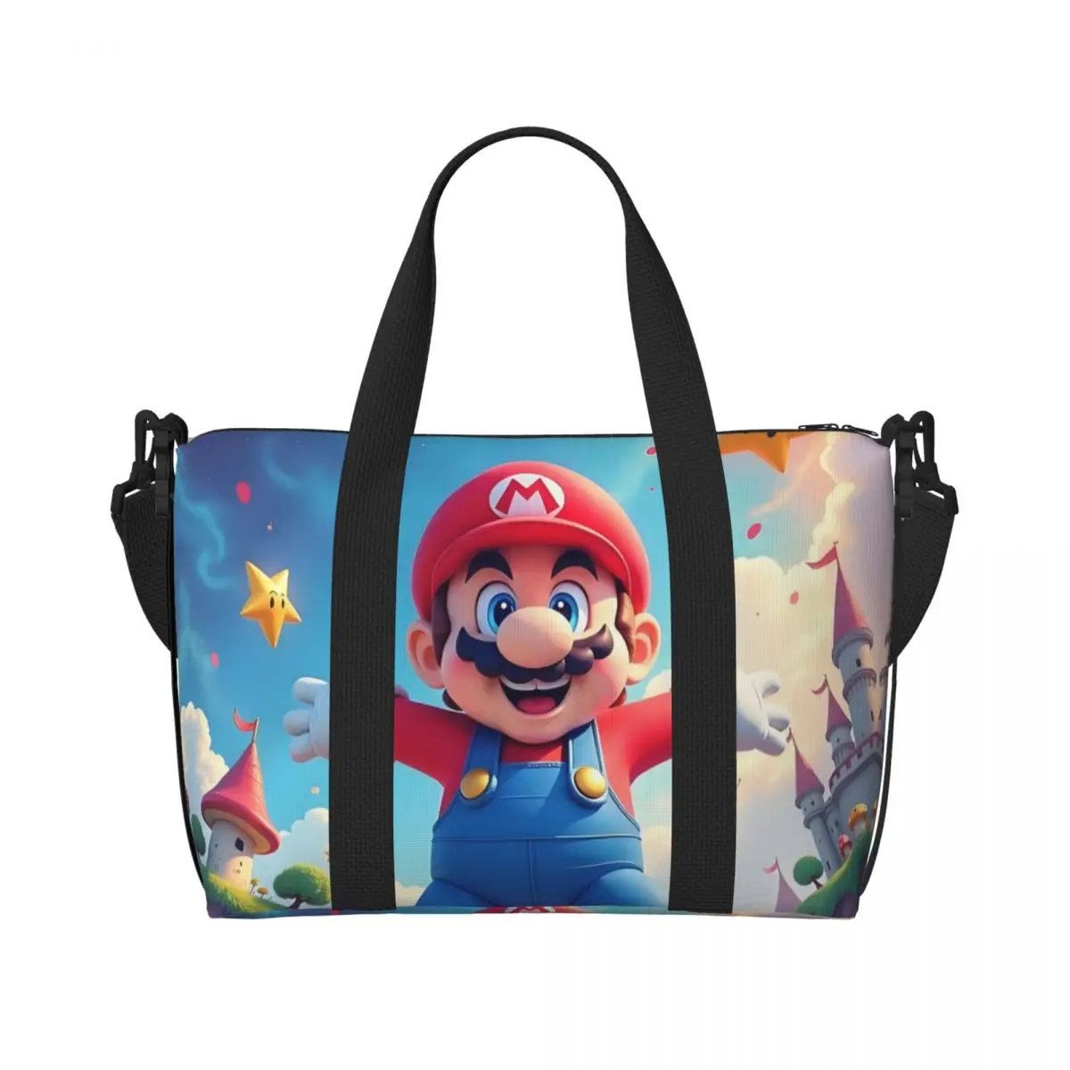 

Стильная сумка-шоппер с изображением M-Marios для женщин, большая вместительная сумка с мультяшным персонажем для спортзала, пляжа, путешествий и повседневного использования.