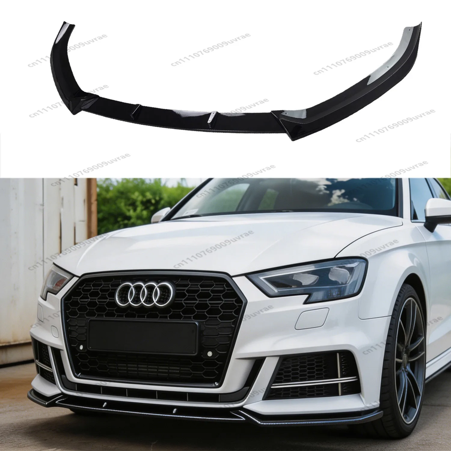 

Глянцевый черный спойлер-диффузор Max Style для переднего бампера Audi S3 A3 8V S-line Sportback 2017-2020, тюнинг для рестайлинга