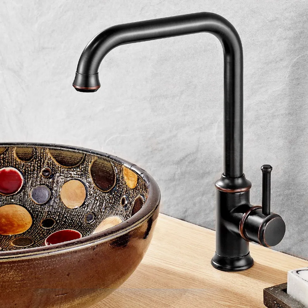 

Oil Rubbed Bronze Basin Faucet One Handle Single Hole Bathroom Hot and Cold Mixers Lavatory Sink Washing Tap zsf091