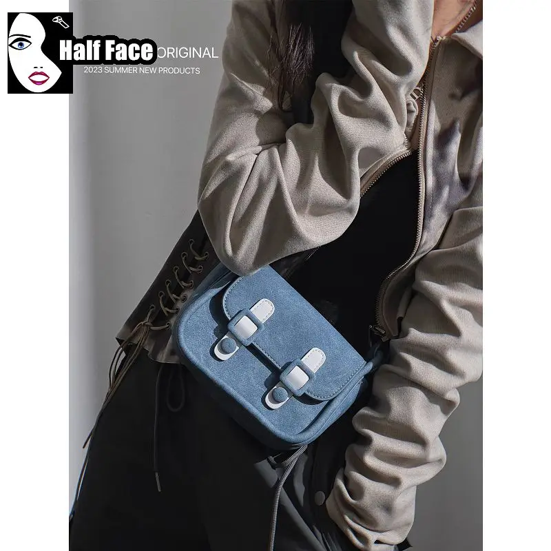 Y2k Mädchen Harajuku Frauen Gothic Blue Denim Muster vielseitige Handtasche Punk eine Schulter fortschritt liches Design Lolita Umhängetaschen Tasche