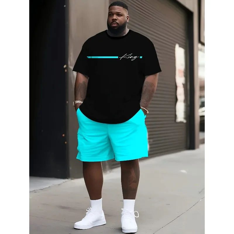 2025 Fashion Summer 3D Printed Short Sleeved Top and Shorts 2-piece Set Large Men's Outdoor Casual T-shirt and Shorts Set