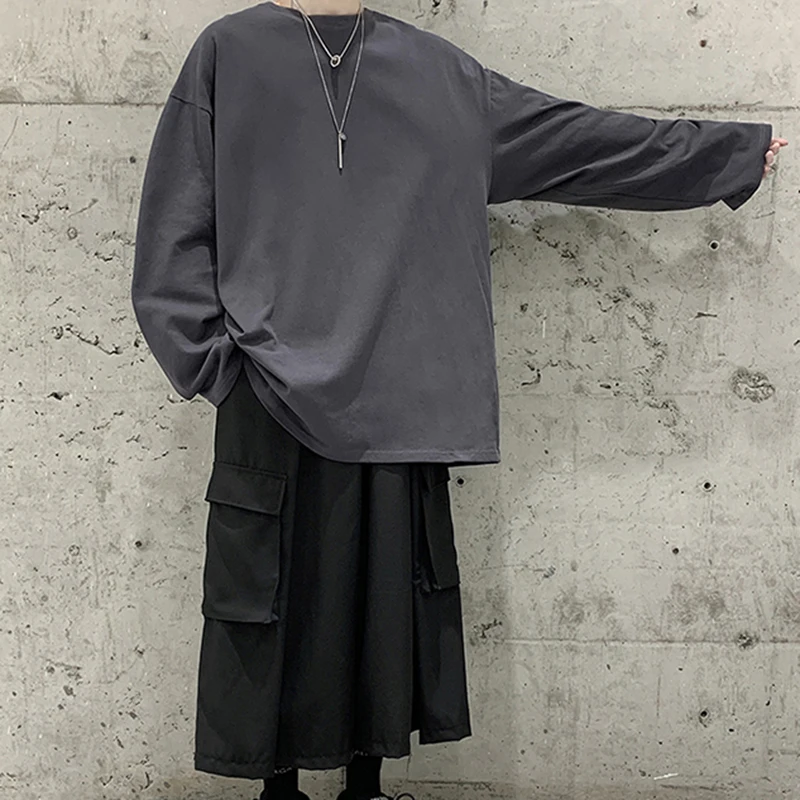 

Loose Sweatshirts Men Solid T Shirt 2025 Streetwear Fashion Women Korean Clothes Cotton Pullover Long Sleeve T-shirts Man