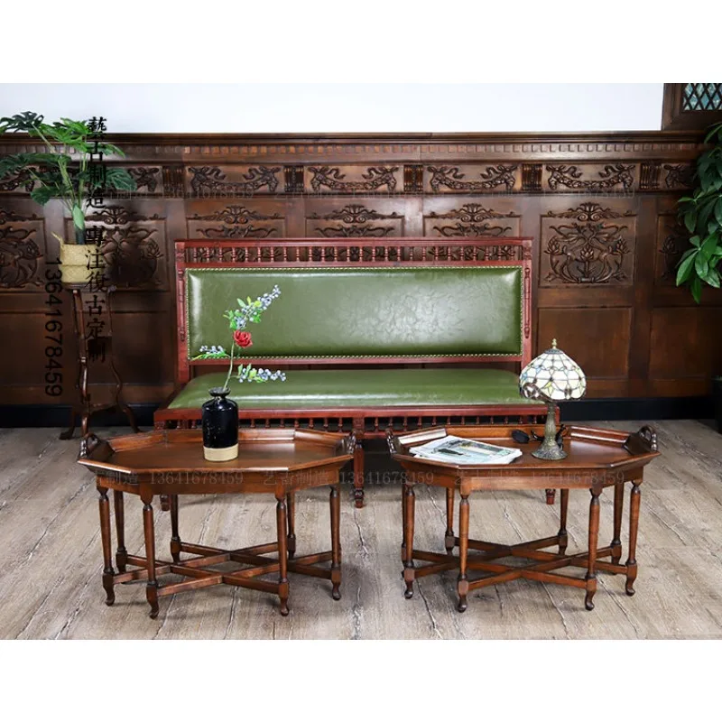 Nordic solid wood tenon and mortise retro sofa card seat shopping mall museum leisure decoration chair literary retro niche desi