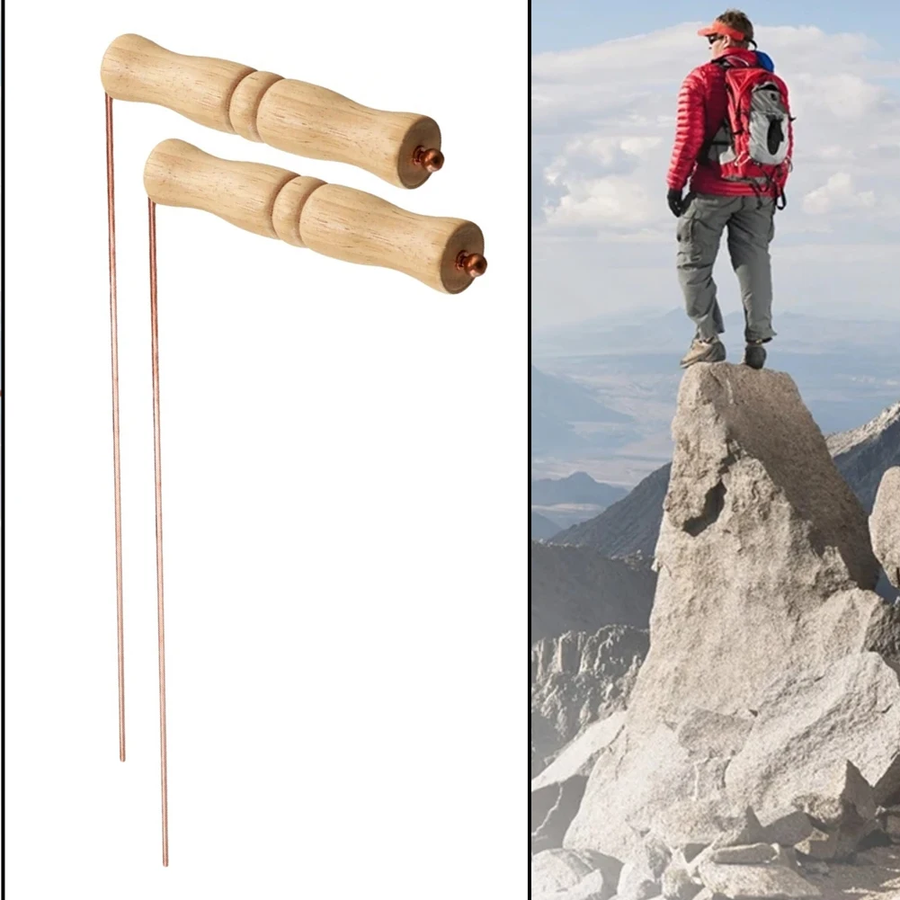 99.9% Copper Dowsing Rods With Wooden Handles Round Shape For Water Minerals And Utility Lines Ergonomic Design Balanced