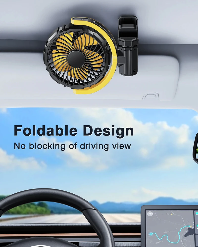 Lenovo Powerful Cooling Mini Fan Fourth Gear Clamp-On Fan for Vehicle Batteries Brushless Fan Designed for Cars Trucks Outdoors