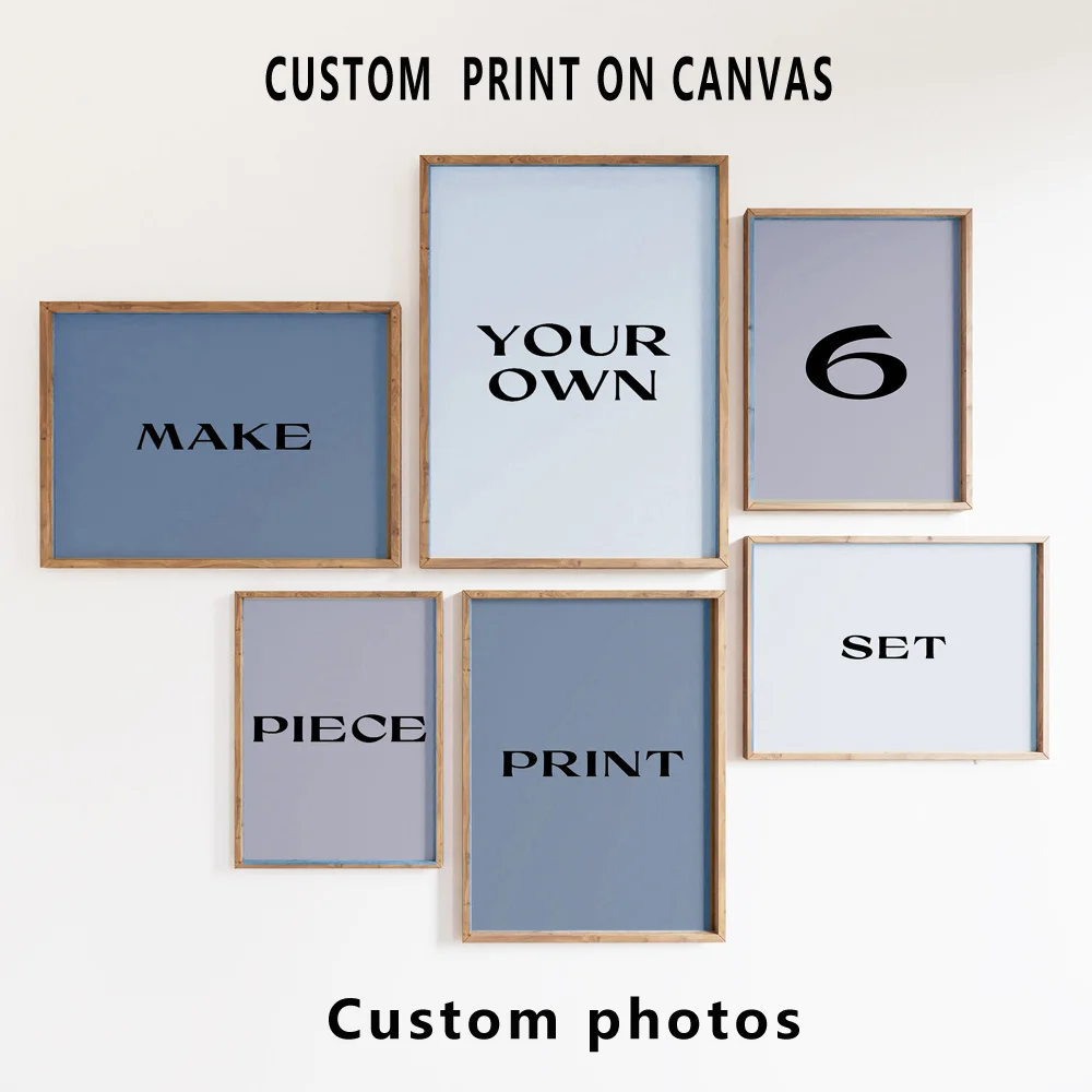 6pcs/set Custom Canvas Prints Photo Wall Art Personalized Poster for Family Life Pet Animal Birthdays Wedding Scenery Home Decor
