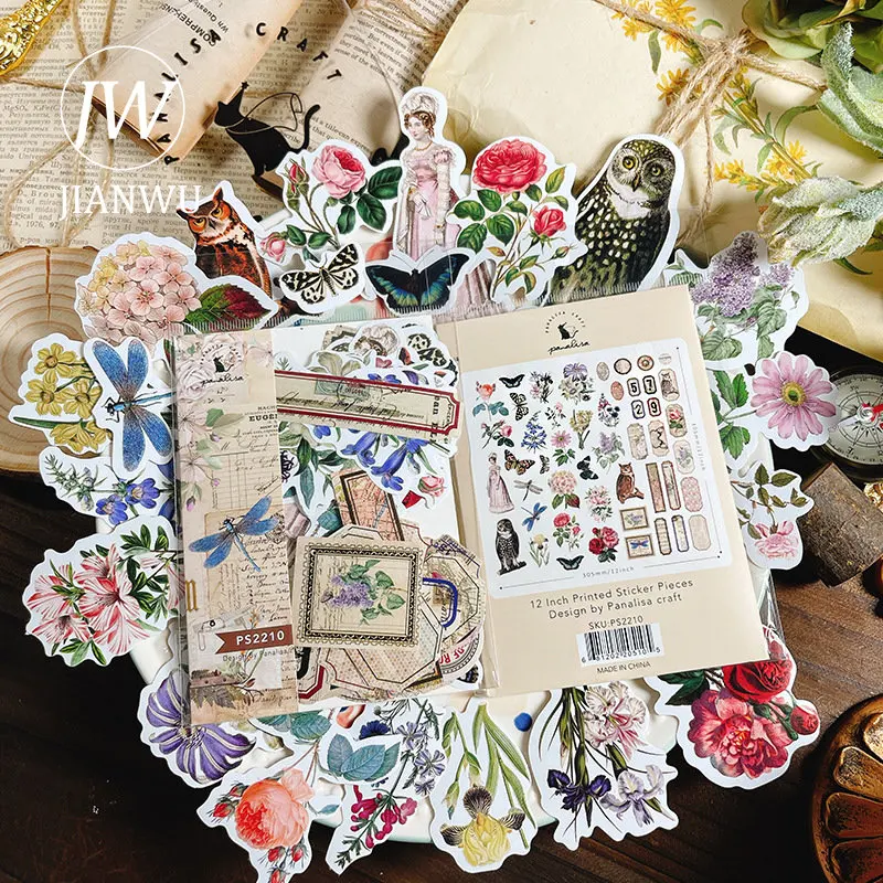 JAINWU 12 Sheets DIY Journal Decoration Material Book Christmas Halloween Vintage Flowers Memo Pad Scrapbooking Notes Paper