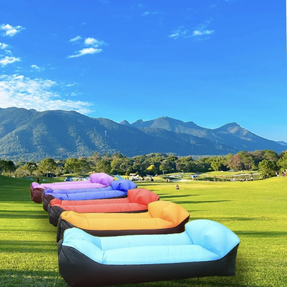 

Ultra-Portable Inflatable Lounge Chair - Waterproof, Built-in Pillow - Quick Setup for Camping, Beach & Festivals - Bonus Carry