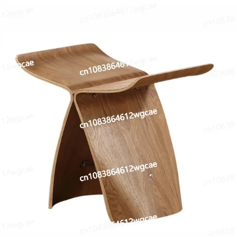 Creative Wood Butterfly Stool Solid Wood Foot Stool Home Adult European Curved Wooden Bench Living Room Walnut Shoe Bench