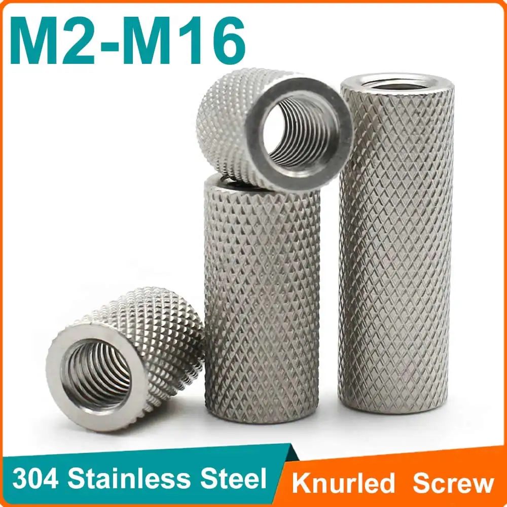 

DUOJI M2 M2.5 M3 M4 M5 M6 ~M16 304 Stainless Steel Extended Cylindrical Flat Head Knurled Hand Screw Nut Mesh Nut Adjustment Nut