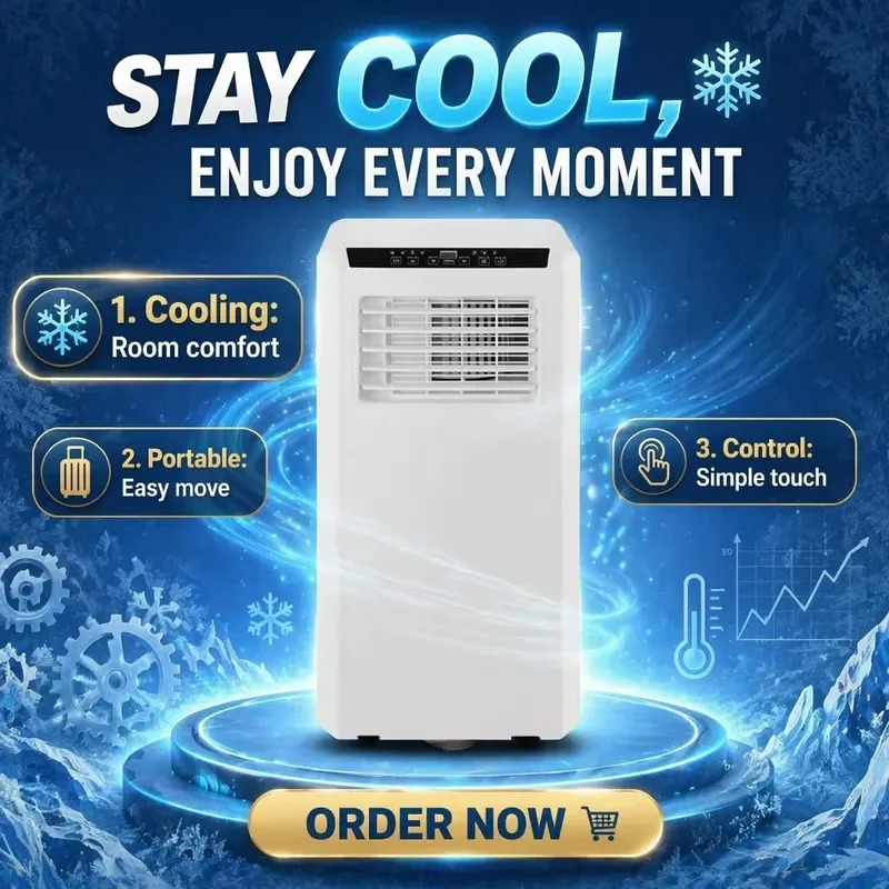 Single Cool Portable Air Conditioner Machine with Remote & Complete Exhaust Pipe Kit