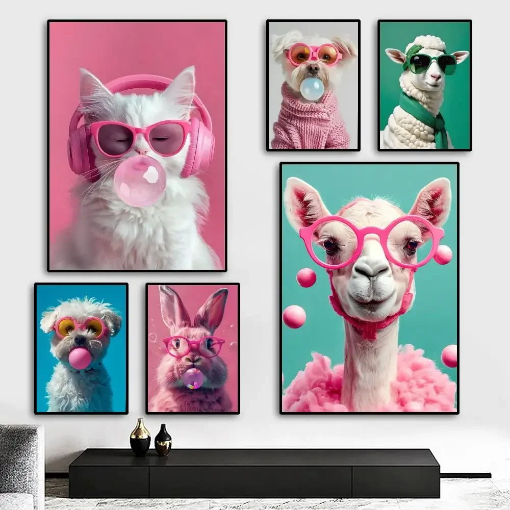 1pc frameless Canvas Painting Vibrant Animal Bubble Fashion Tiger Painting Calligraphy HD Canvas Poster living room bedroom bar