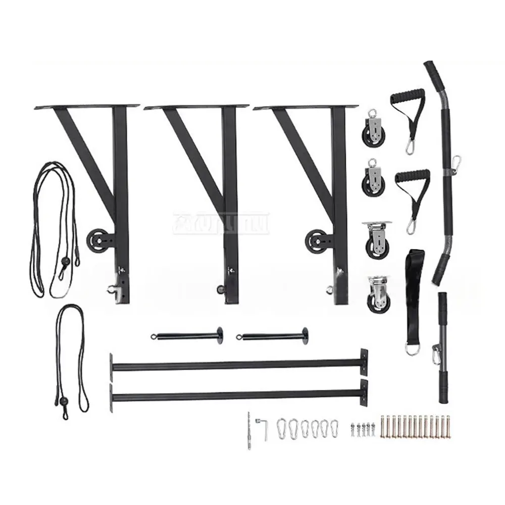 Double Pole Wall Mounted Gantry, Pull Bar & Barbell Fitness Station, Comprehensive Home Gym Training Device